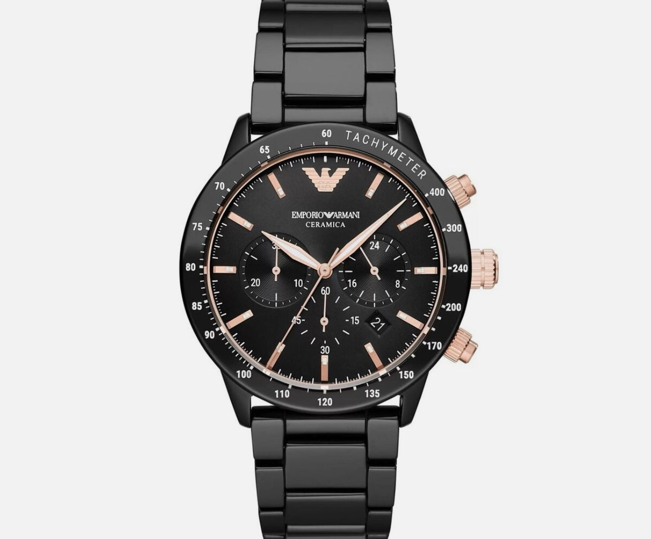 Montre Emporio Armani AR70002 Cadran Noir - Chronographe - Bracelet Acier Noir - Homme