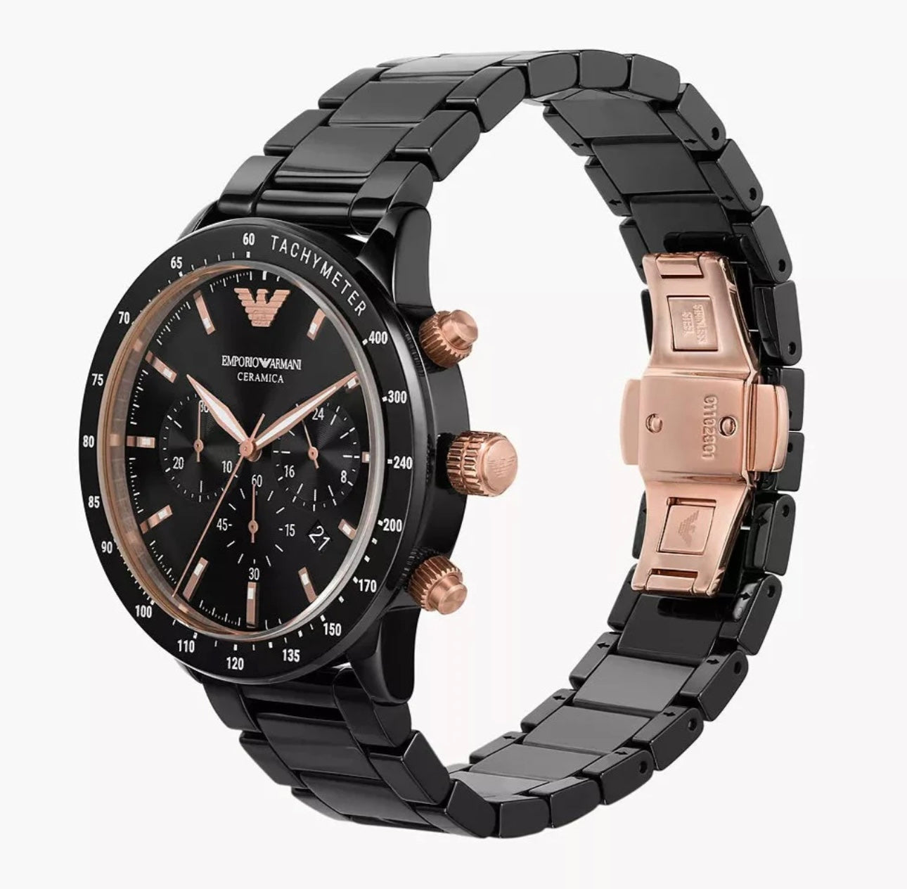 Montre Emporio Armani AR70002 Cadran Noir - Chronographe - Bracelet Acier Noir - Homme