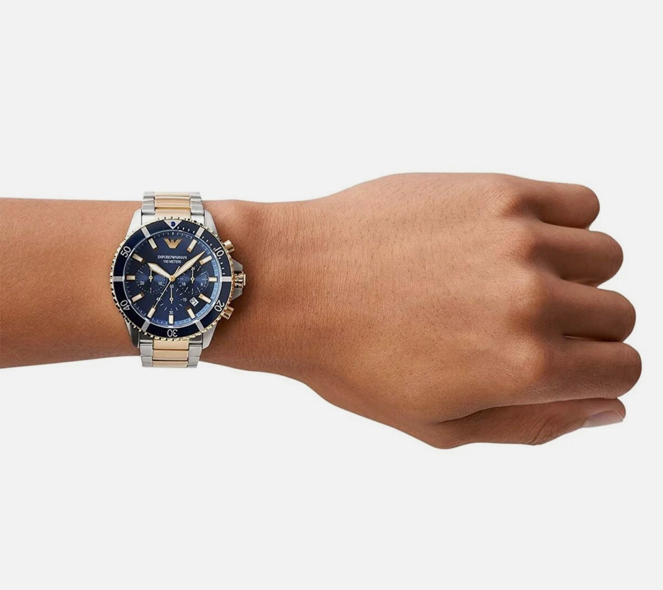 Montre Emporio Armani AR11362 Cadran Bleu - Chronographe - Bracelet Acier Bicolore - Homme