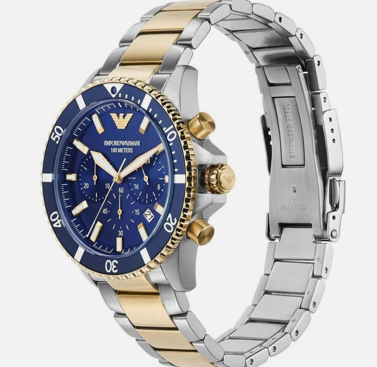 Montre Emporio Armani AR11362 Cadran Bleu - Chronographe - Bracelet Acier Bicolore - Homme