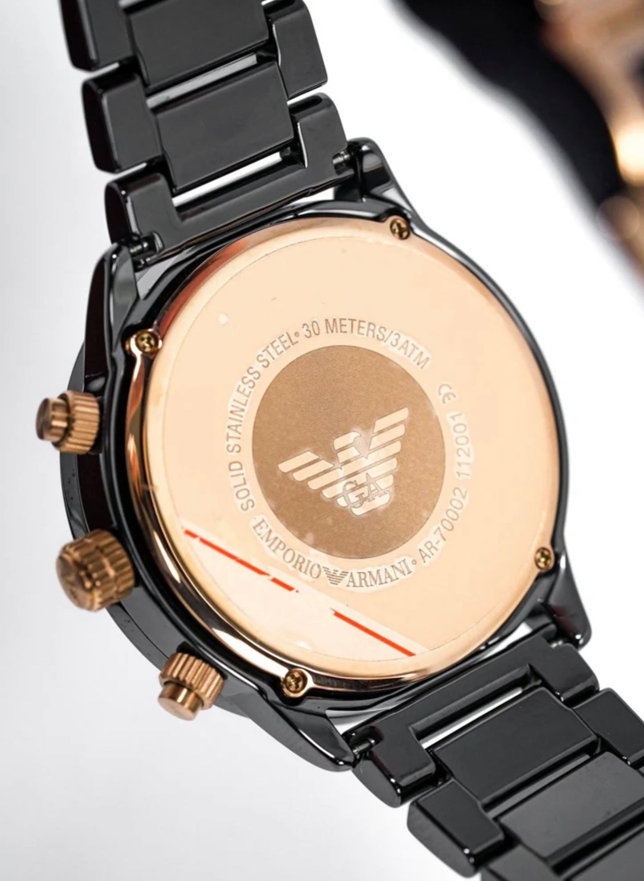 Montre Emporio Armani AR70002 Cadran Noir - Chronographe - Bracelet Acier Noir - Homme